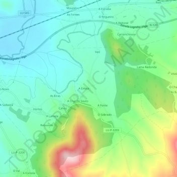 Campelo topographic map, elevation, terrain