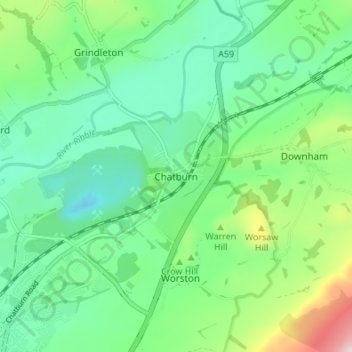 Chatburn topographic map, elevation, terrain