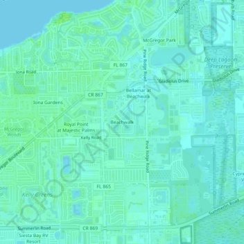 Beachwalk topographic map, elevation, terrain