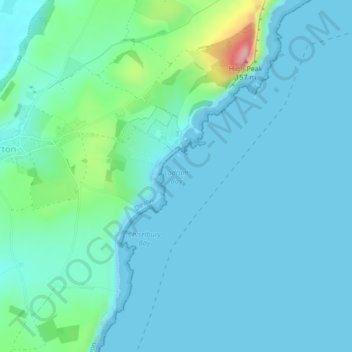 Ladram Bay topographic map, elevation, terrain