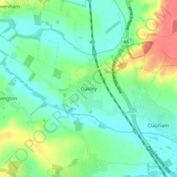 Oakley topographic map, elevation, terrain