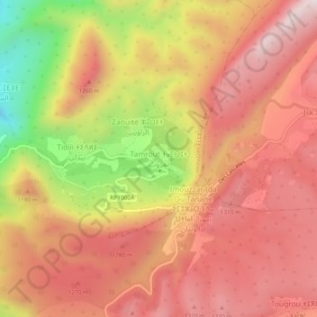 Tamrout topographic map, elevation, terrain