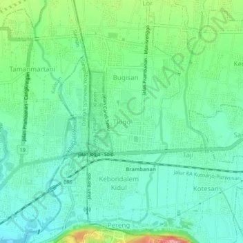 Tlogo topographic map, elevation, terrain