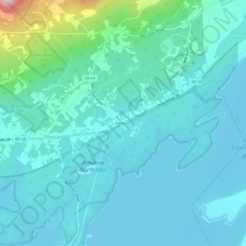Ashokan topographic map, elevation, terrain