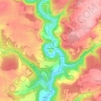 Gundelfingen topographic map, elevation, terrain