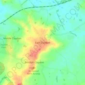 East Claydon topographic map, elevation, terrain