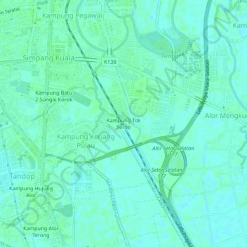 Kampung Tok Seron topographic map, elevation, terrain