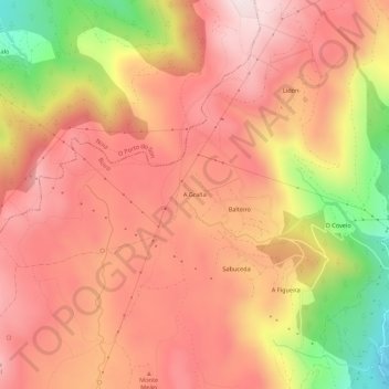 A Graña topographic map, elevation, terrain