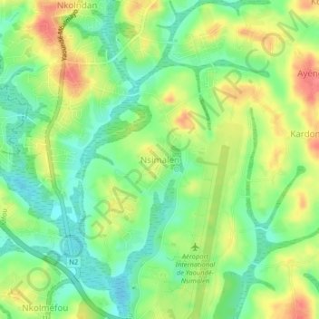 Nsimalen topographic map, elevation, terrain