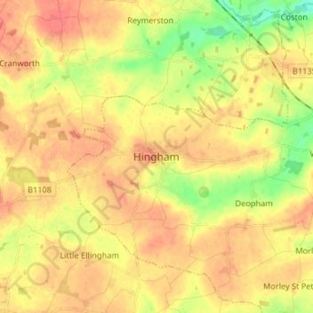 Hingham topographic map, elevation, terrain