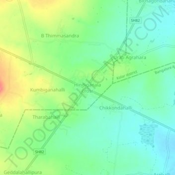 Hindiganala Cross topographic map, elevation, terrain