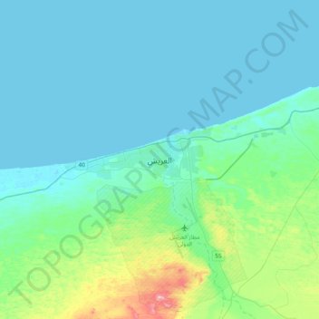 Arish topographic map, elevation, terrain