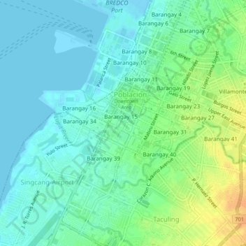 Brgy 38 topographic map, elevation, terrain