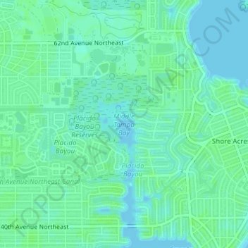 Middle Tampa Bay topographic map, elevation, terrain