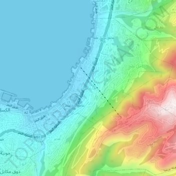 Haret Sakhr topographic map, elevation, terrain