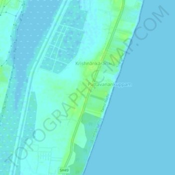 Pattipulam topographic map, elevation, terrain