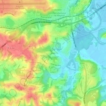 Penen topographic map, elevation, terrain