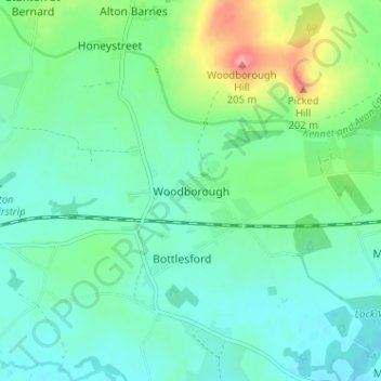 Woodborough topographic map, elevation, terrain