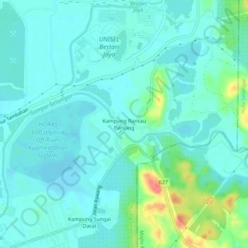 Kampung Rantau Panjang topographic map, elevation, terrain