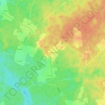 Peylahon topographic map, elevation, terrain
