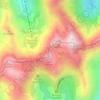 Șaua Caprei topographic map, elevation, terrain