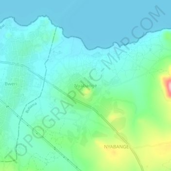 Nyabange topographic map, elevation, terrain