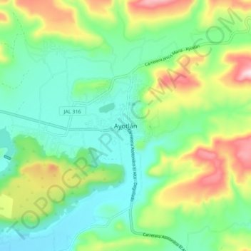 Ayotlán topographic map, elevation, terrain