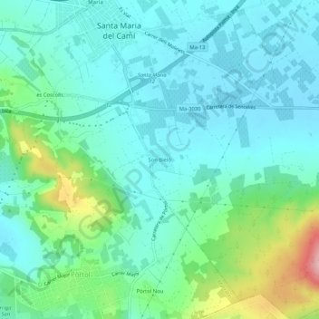 Son Bieló topographic map, elevation, terrain
