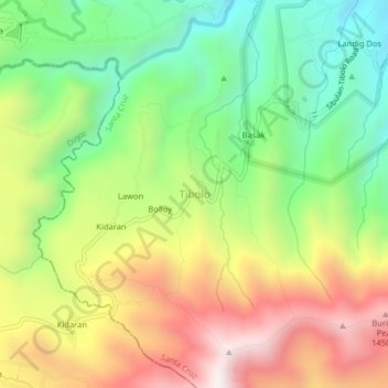 Tibolo topographic map, elevation, terrain