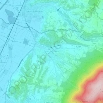 Oberschopfheim topographic map, elevation, terrain