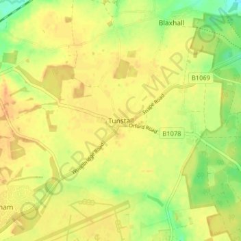 Tunstall topographic map, elevation, terrain