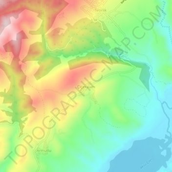 Çiçekalanı topographic map, elevation, terrain