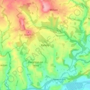 Bickley topographic map, elevation, terrain