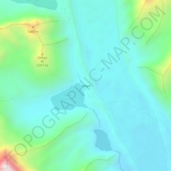 Gokyo topographic map, elevation, terrain