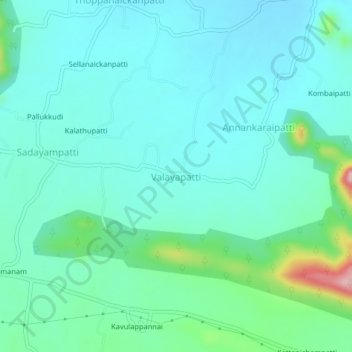 Valayapatti topographic map, elevation, terrain