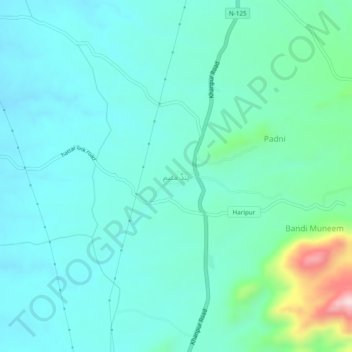 Pind Muneem topographic map, elevation, terrain