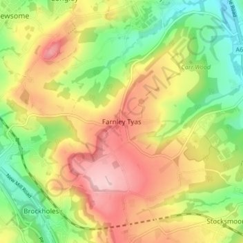 Farnley Tyas topographic map, elevation, terrain