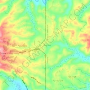 San Roque topographic map, elevation, terrain