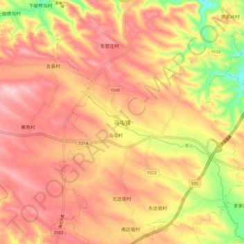 Xiaolangdi topographic map, elevation, terrain
