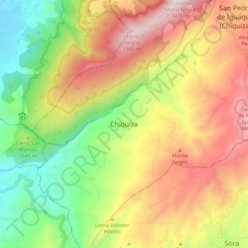 Chíquiza topographic map, elevation, terrain