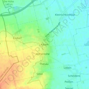 Kitzen topographic map, elevation, terrain