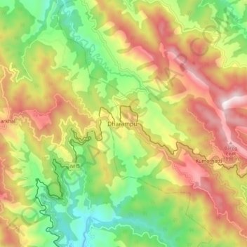 Dharampur topographic map, elevation, terrain