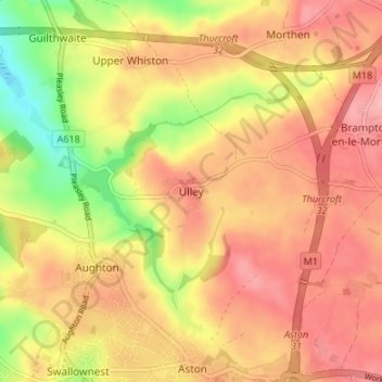 Ulley topographic map, elevation, terrain