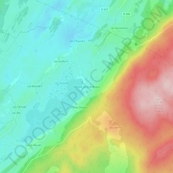 Abbaye en Grandvaux topographic map, elevation, terrain