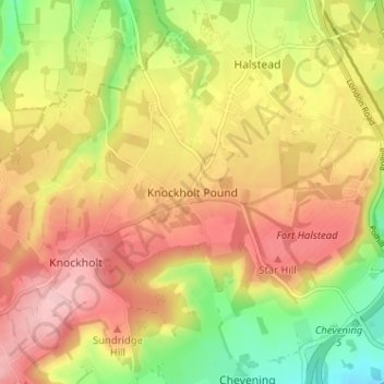 Knockholt Pound topographic map, elevation, terrain