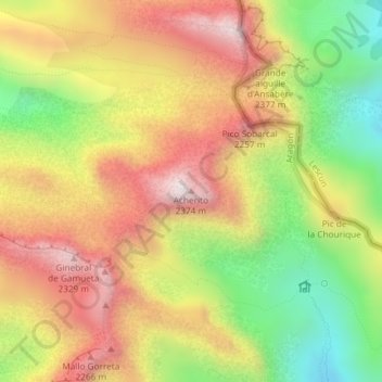 Acherito topographic map, elevation, terrain