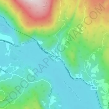 Gulsvik topographic map, elevation, terrain