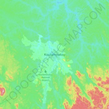 Koulamoutou topographic map, elevation, terrain