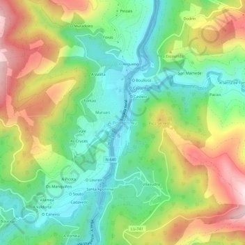 Pontenova topographic map, elevation, terrain
