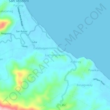 Lumangbayan topographic map, elevation, terrain